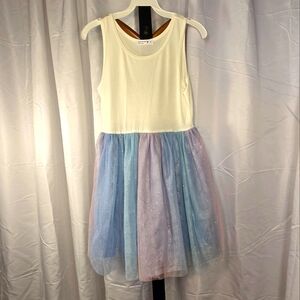 Sleeveless Cream‎ and Pastel Tulle Dress